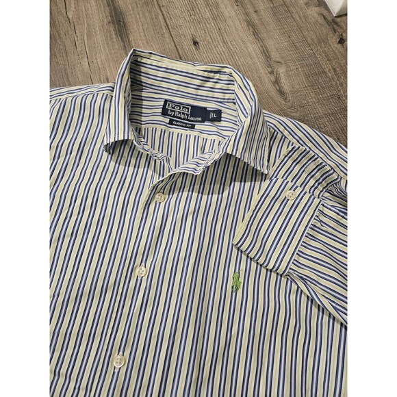 Men's Polo Ralph Lauren Classic Fit Striped Button Down Shirt  Large Cotton - Picture 1 of 7